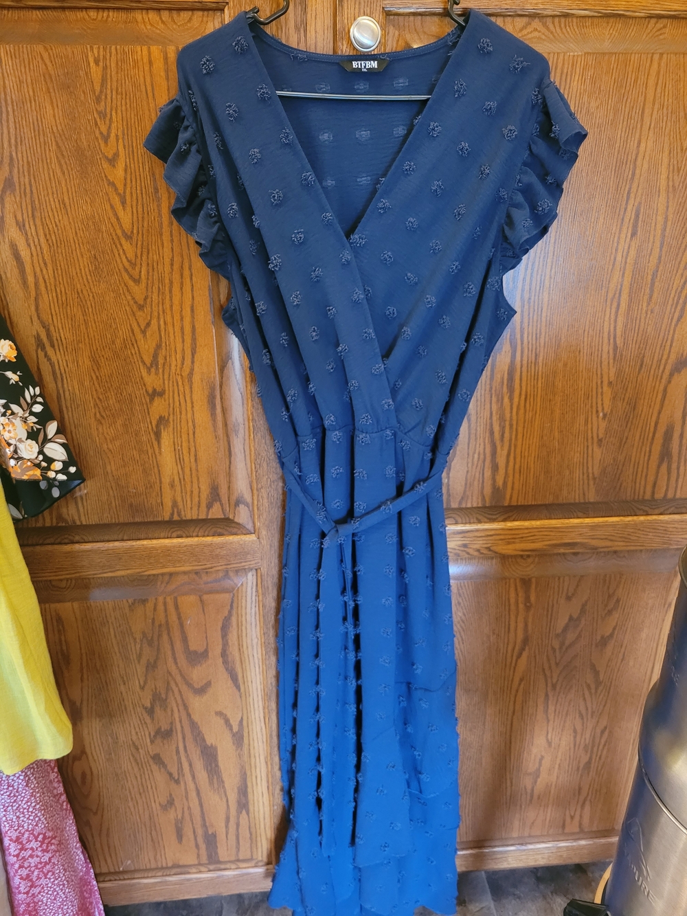 BITTEN Deep Blue Wrap Maxi Dress with Flutter Sleeves